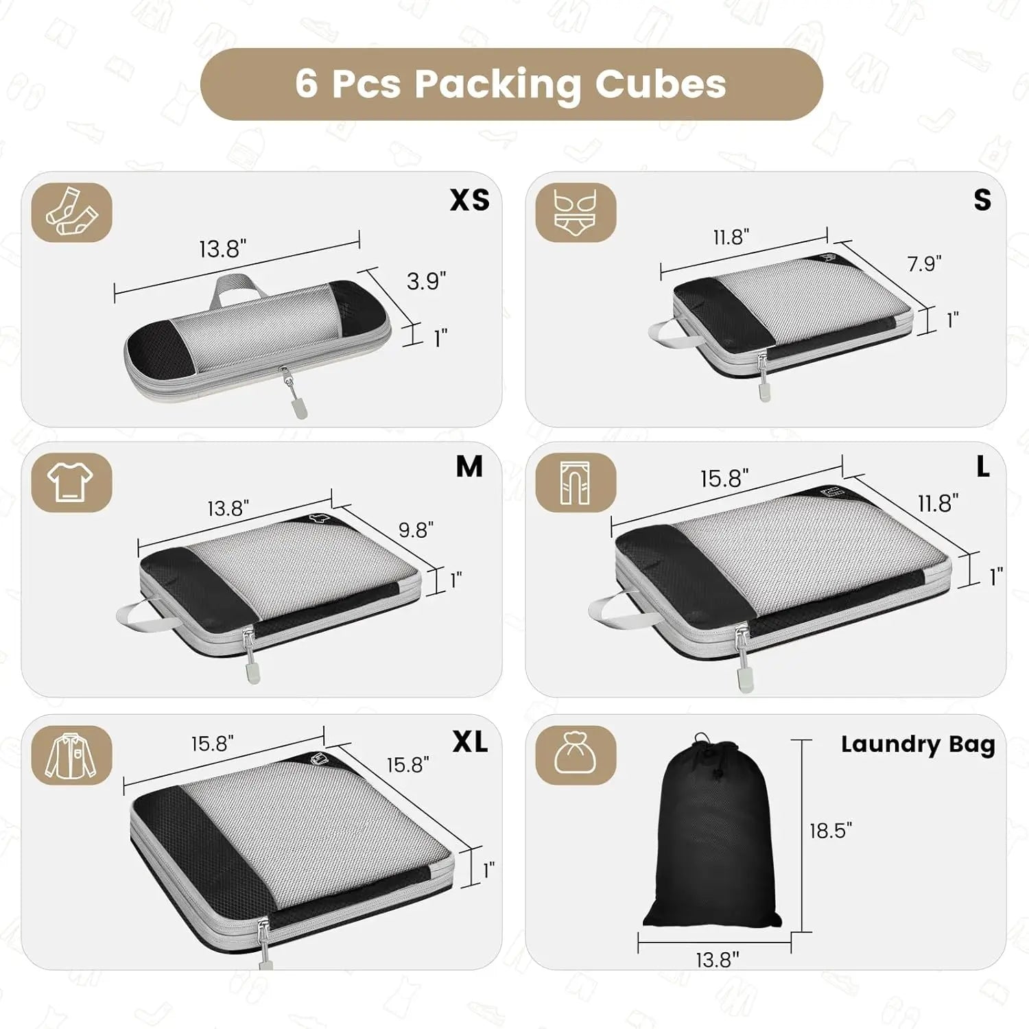 PackyGo Premium Mesh Packing Cubes